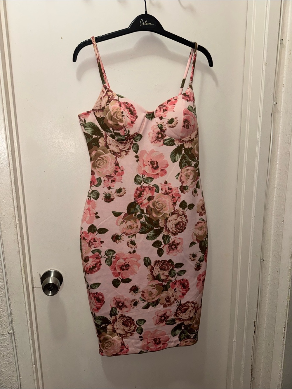 Fashion Nova Pink Floral Midi Slip Dress